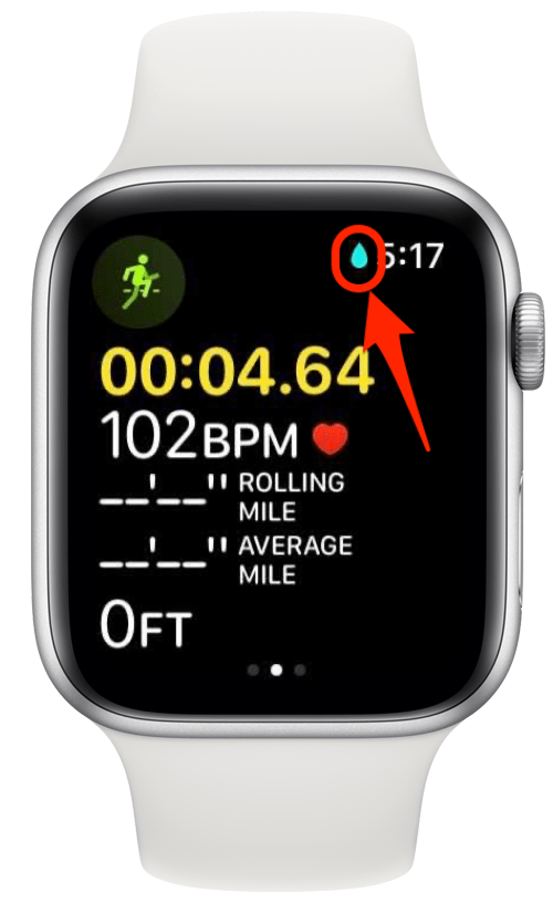 Вы увидите значок Apple Watch Water Lock на экране активной тренировки.