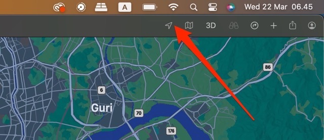 Standortsymbol Apple Maps Mac-Screenshot