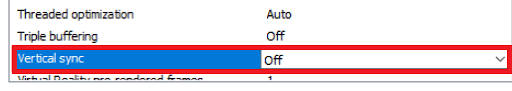 Sincronizzazione verticale su Off