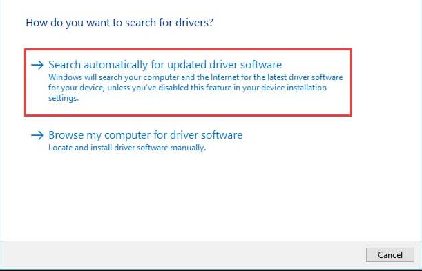 Pesquise automaticamente pelo software de driver atualizado