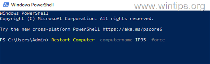 jak restartovat vzdálený počítač z powershell