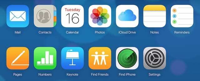 หน้าแรกของ iCloud