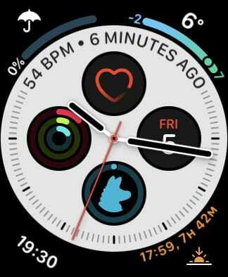 Obrazovka hodín Apple Watch.