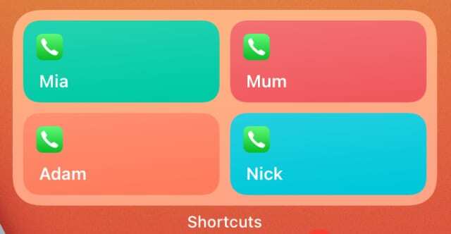 Shortcuts-Widget mit Favoritenkontakten