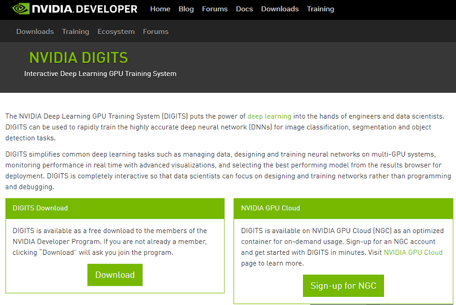 NVIDIA Deep Learning GPU System Training (DIGITS)