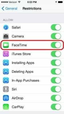 Habilitar el icono de Facetime