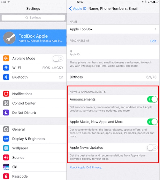 נהל את ה-Apple ID שלך באמצעות iOS 10.3