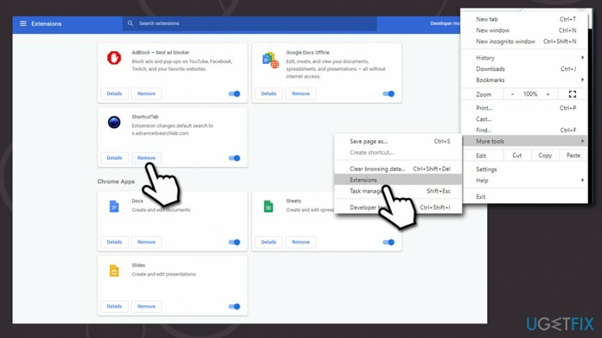 Eliminar extensiones de Chrome