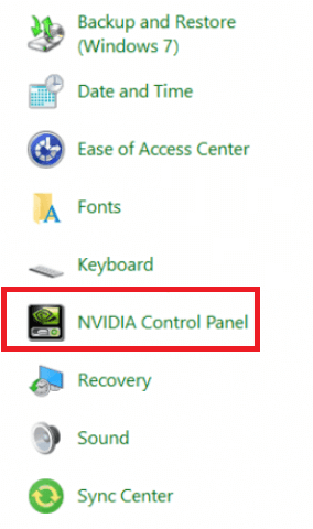 Ovládací panel Nvidia