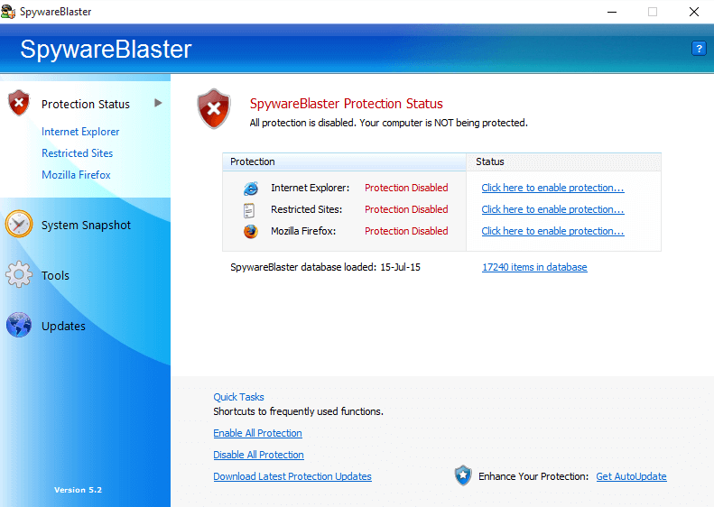 SpywareBlaster - Най-добрите инструменти за премахване на шпионски софтуер