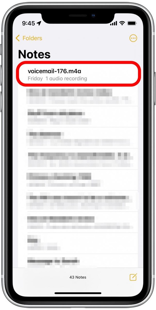 После сохранения вы сможете прослушать голосовую почту в любое время из приложения Notes.
