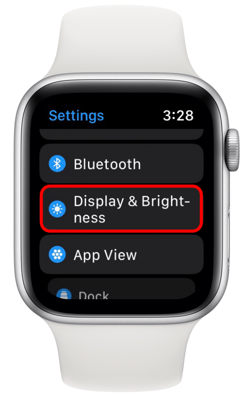 нажмите «Дисплей и яркость», как сохранить циферблат Apple Watch всегда включенным