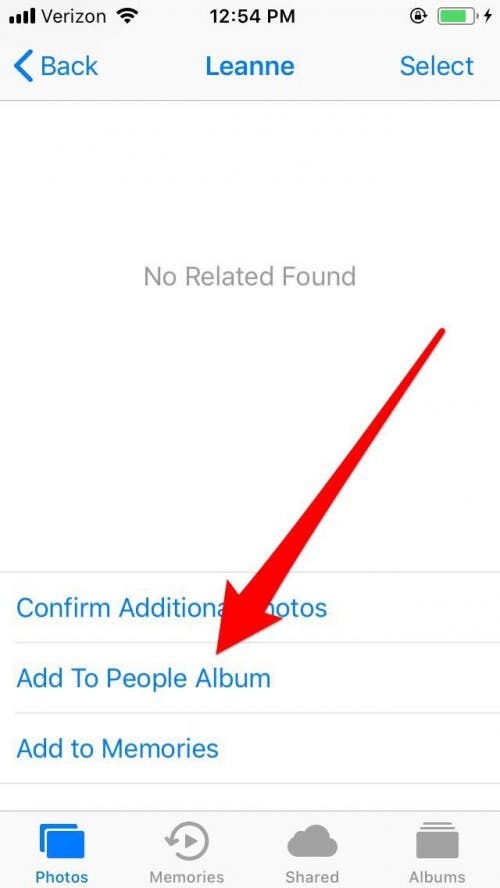 Person zu Personenalbum hinzufügen iPhone