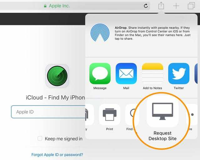 richiedi il sito desktop su Safari per le versioni precedenti di iOS