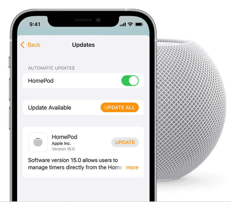 สร้างการอัปเดตซอฟต์แวร์คู่สเตอริโอขนาดเล็กของ HomePod