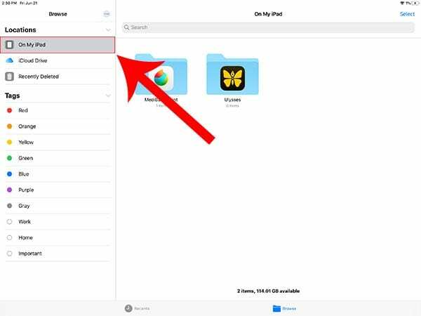 iPadOS फ़ाइलें - स्थानीय संग्रहण