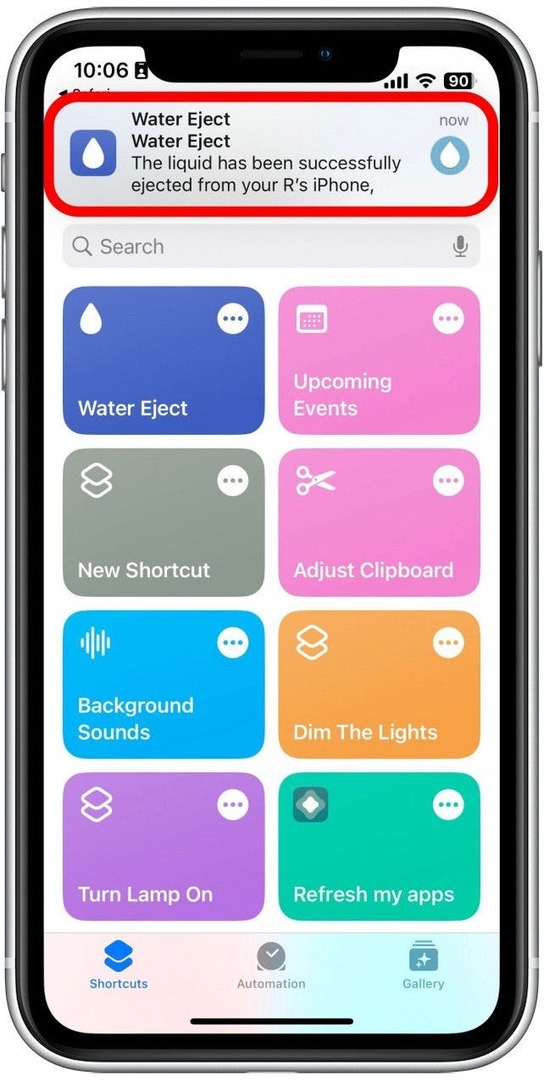 Ini hanya memungkinkan pintasan untuk menampilkan pemberitahuan setelah selesai mengeluarkan air.