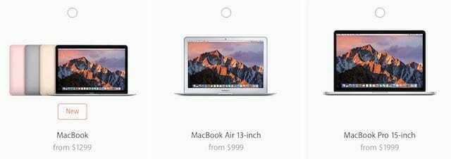 Řada MacBooků Apple 2017