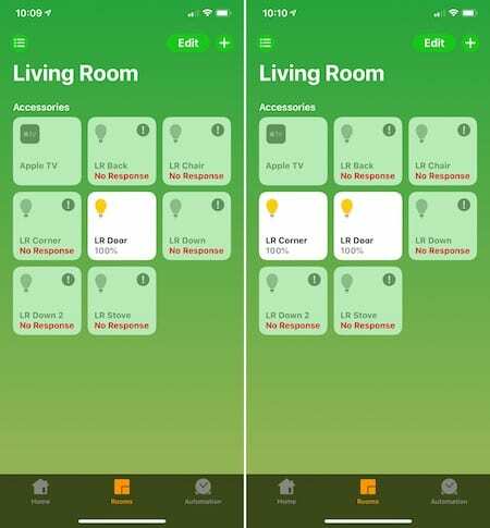 HomeKit लाइट की स्थिति