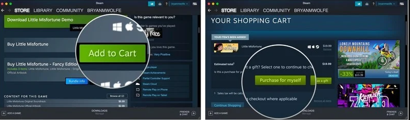 カートに追加してSteamアカウントを購入する