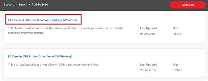 คลิกที่ E410 series Full Driver & Software Package