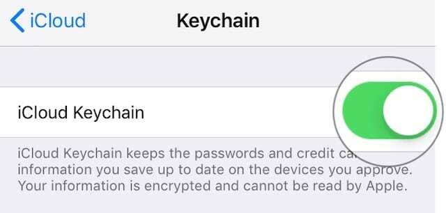 قم بإيقاف تشغيل Keychain على iOS