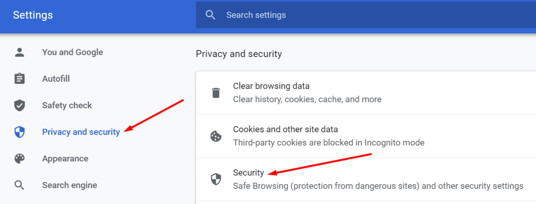 Datenschutz und Sicherheit Chrome