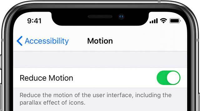 iOS 13 уменьшает настройки движения