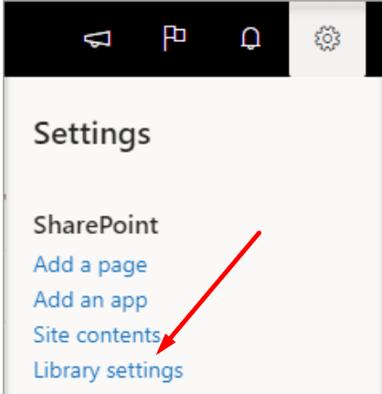 paramètres de la bibliothèque sharepoint