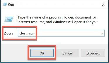 დაწერეთ „cleanmgr“ და დააჭირეთ Enter