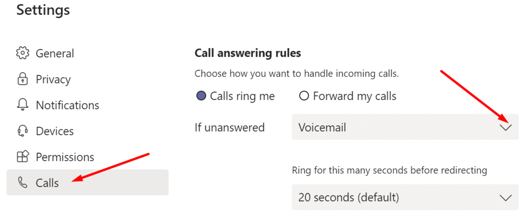 قواعد الرد على المكالمات بفرق مايكروسوفت