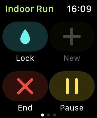 Controles de treino no Apple Watch.