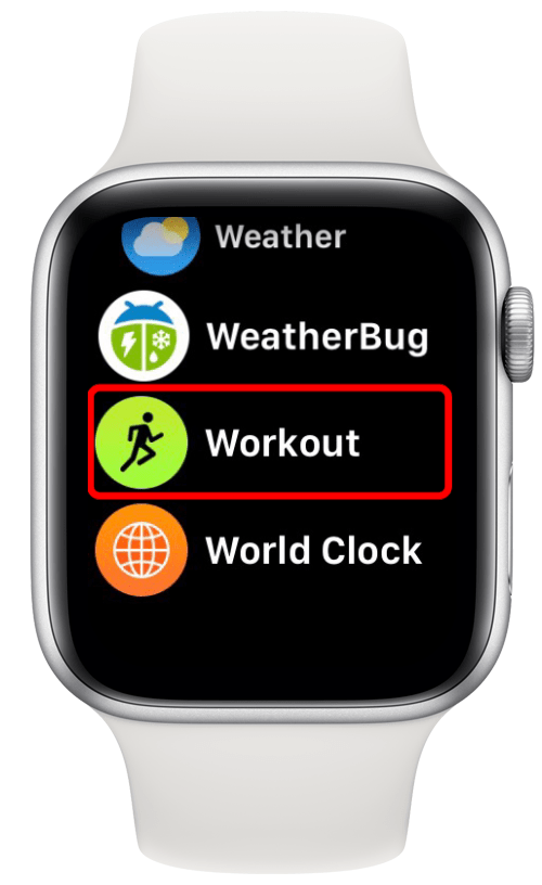 Abre la aplicación Workout en tu Apple Watch.