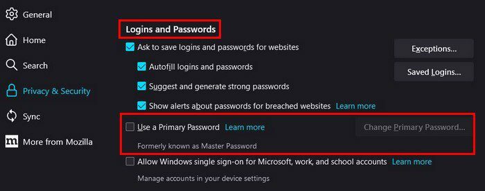 Primäres Firefox-Passwort