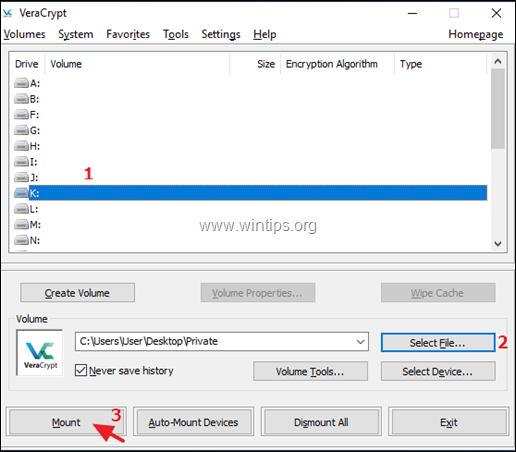 připojit svazek veracrypt