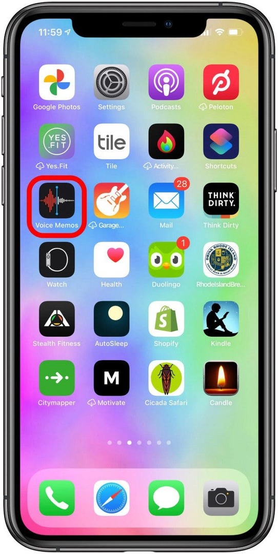 თქვენს iPhone-ზე გახსენით Voice Memos აპი.