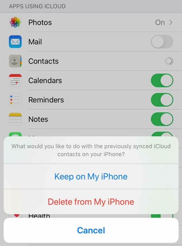 prisilno sinhronizirajte stike iCloud na iPhoneu