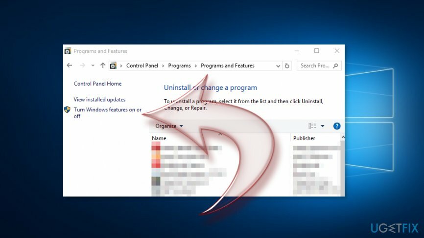 Faceți clic pe Activați sau dezactivați funcțiile Windows 