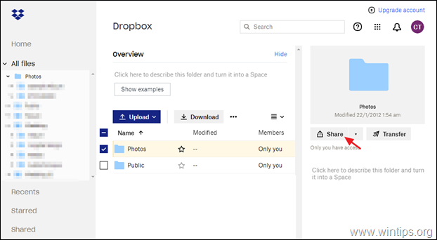 Dropbox für große Dateien teilen