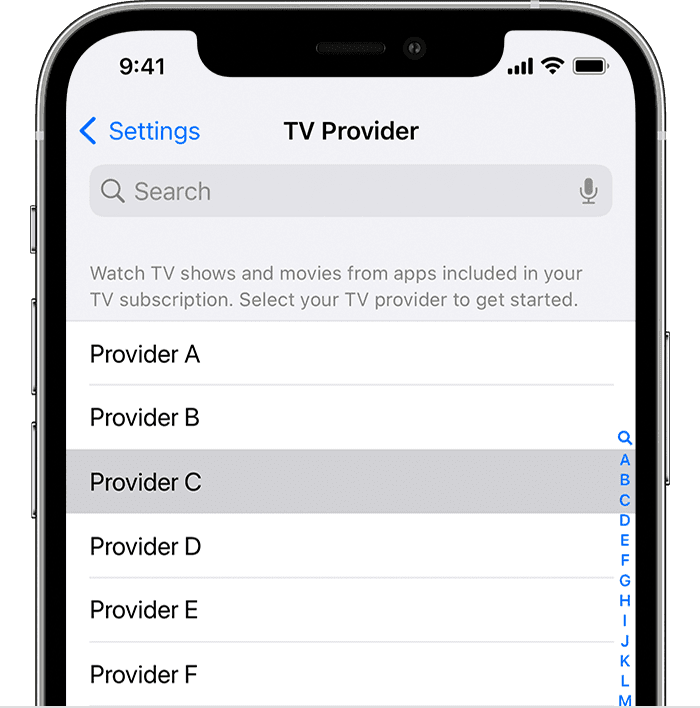 टीवी प्रदाता को iPhone और iPad सेटिंग्स से कैसे कनेक्ट करें