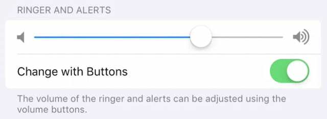Endre med knapper-alternativet i iOS-lydinnstillinger.