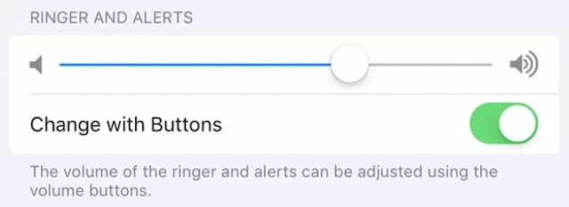 שנה את האפשרות עם לחצנים בהגדרות צלילי iOS.