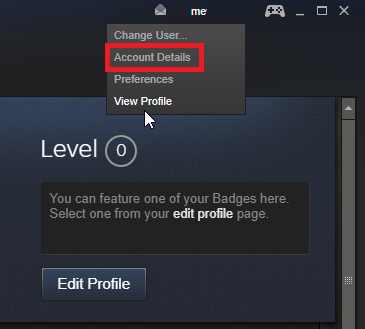 Detalji računa Steam klijenta