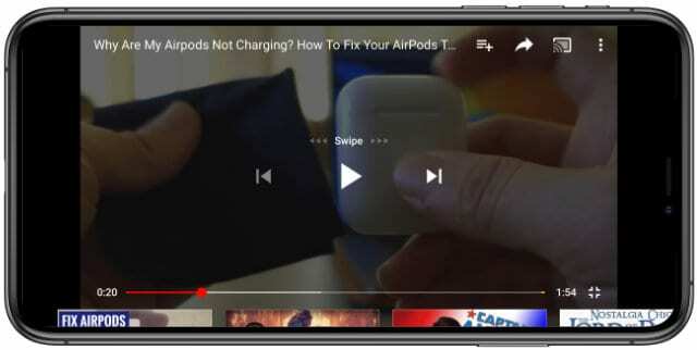 YouTube video na pejzažnom iPhone XS