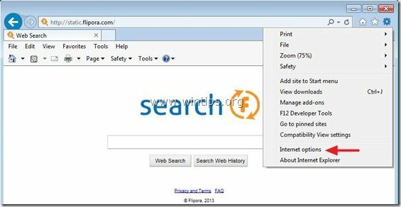 ازاله flipora-search-internet-explorer