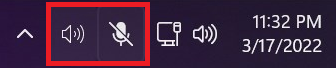 Ikona zvuku nebo zvuku na hlavním panelu systému Windows 11