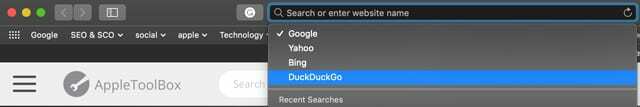 Mac Safari-zoekmachineselectie met macOS