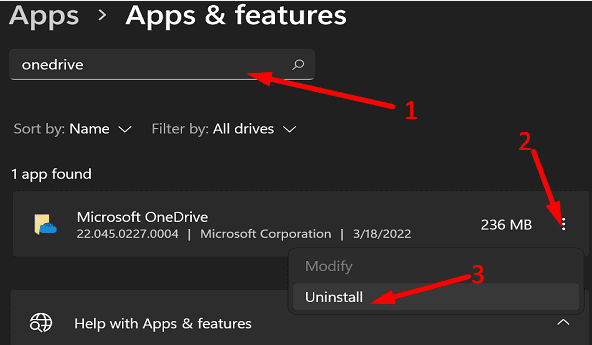 Kaldır-onedrive-app