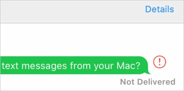 Benachrichtigung " Nicht zugestellt" in der Nachrichten-App auf dem Mac
