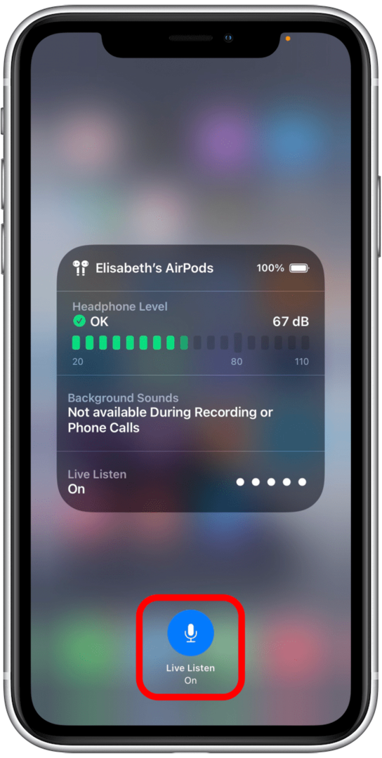 Klepnite na možnosť Live Listen On